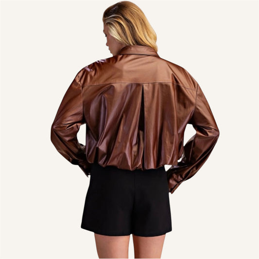 BRONZE LEATHER BLOUSE