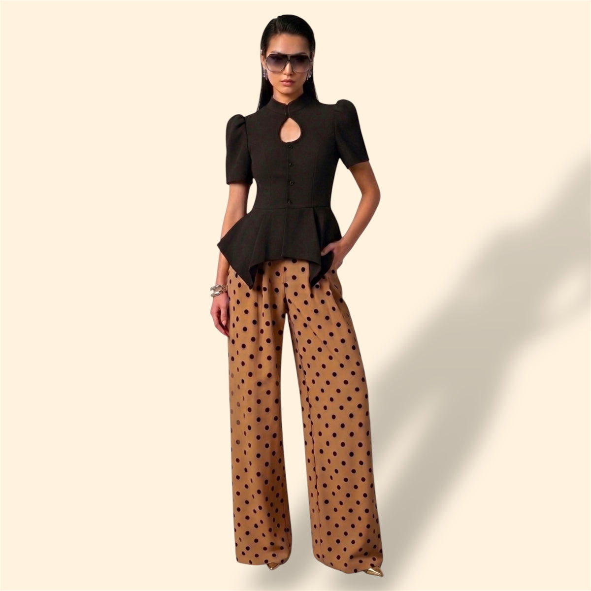 BROWN POLKA-DOT PANTS