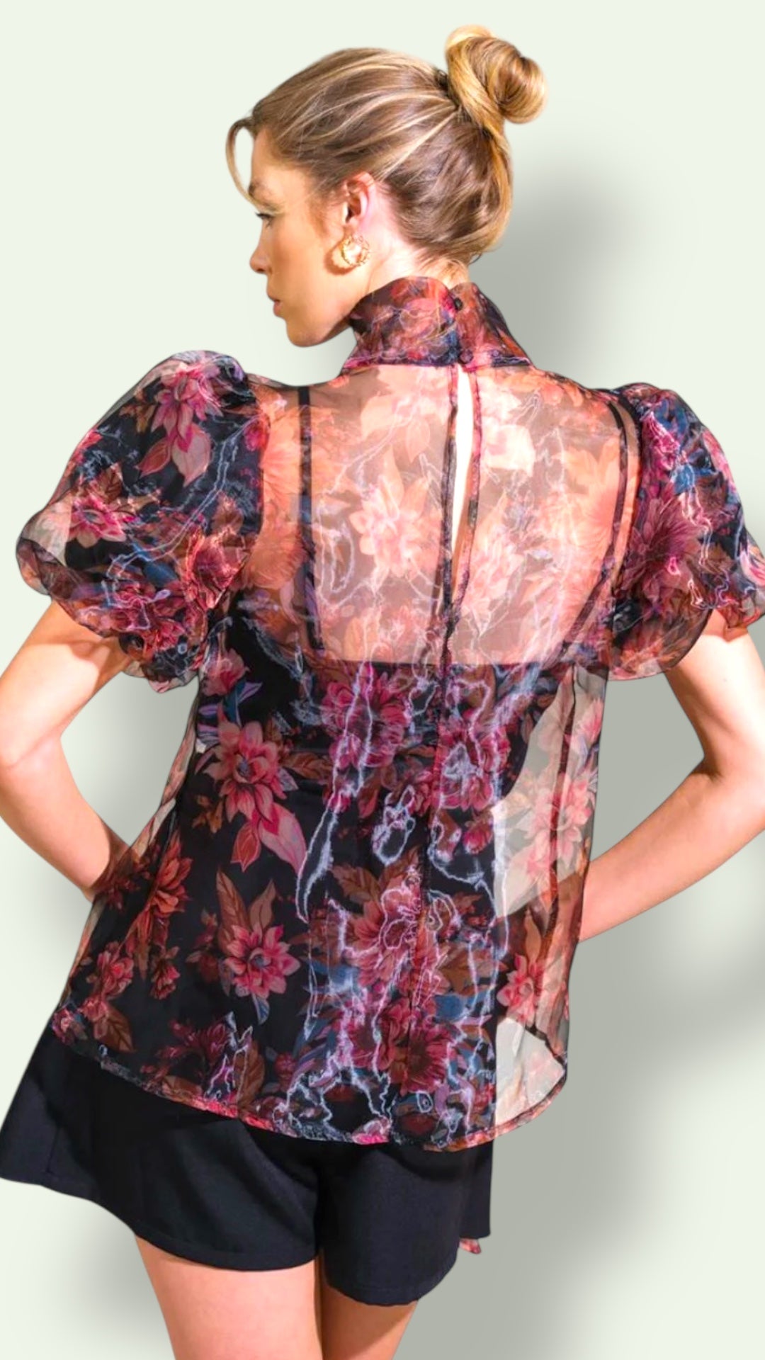 ORGANZA BLOUSE WITH FLOWER