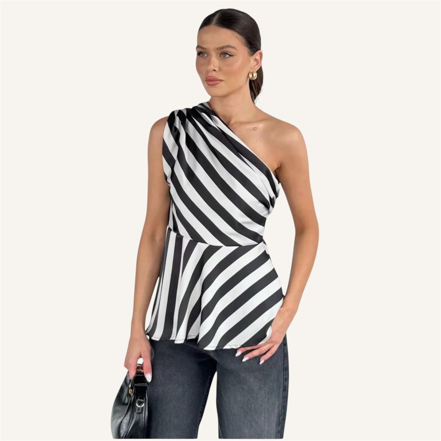 ASYMMETRICAL STRIPED BLOUSE