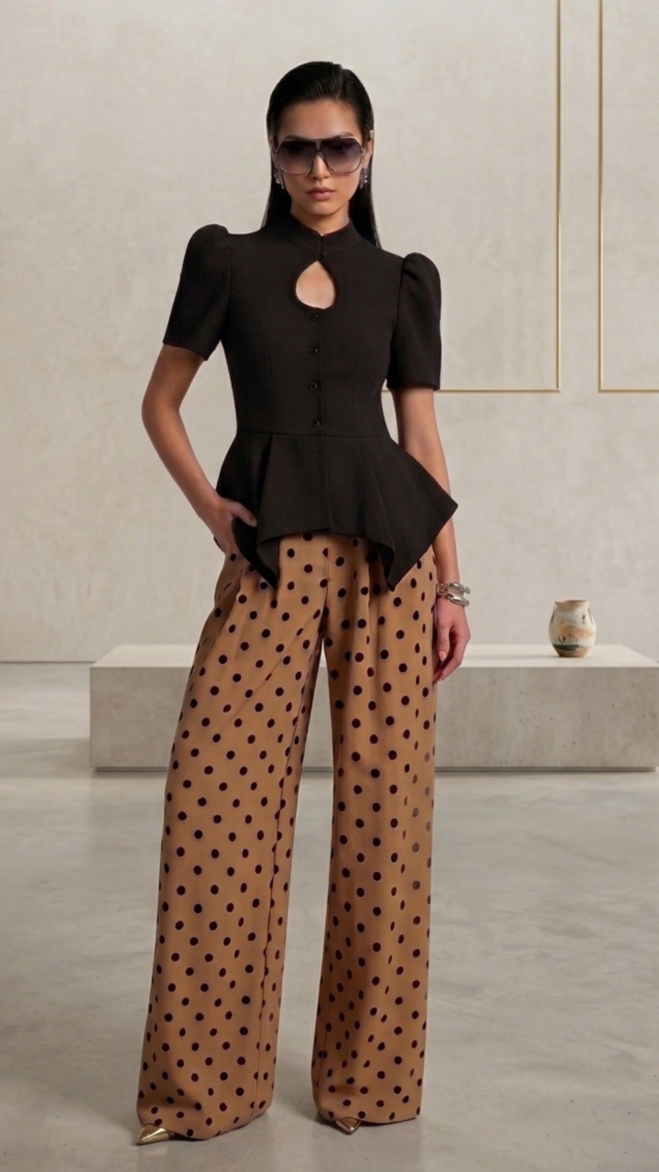 BROWN POLKA-DOT PANTS