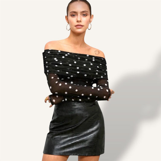 BLACK POLKA-DOT BLOUSE