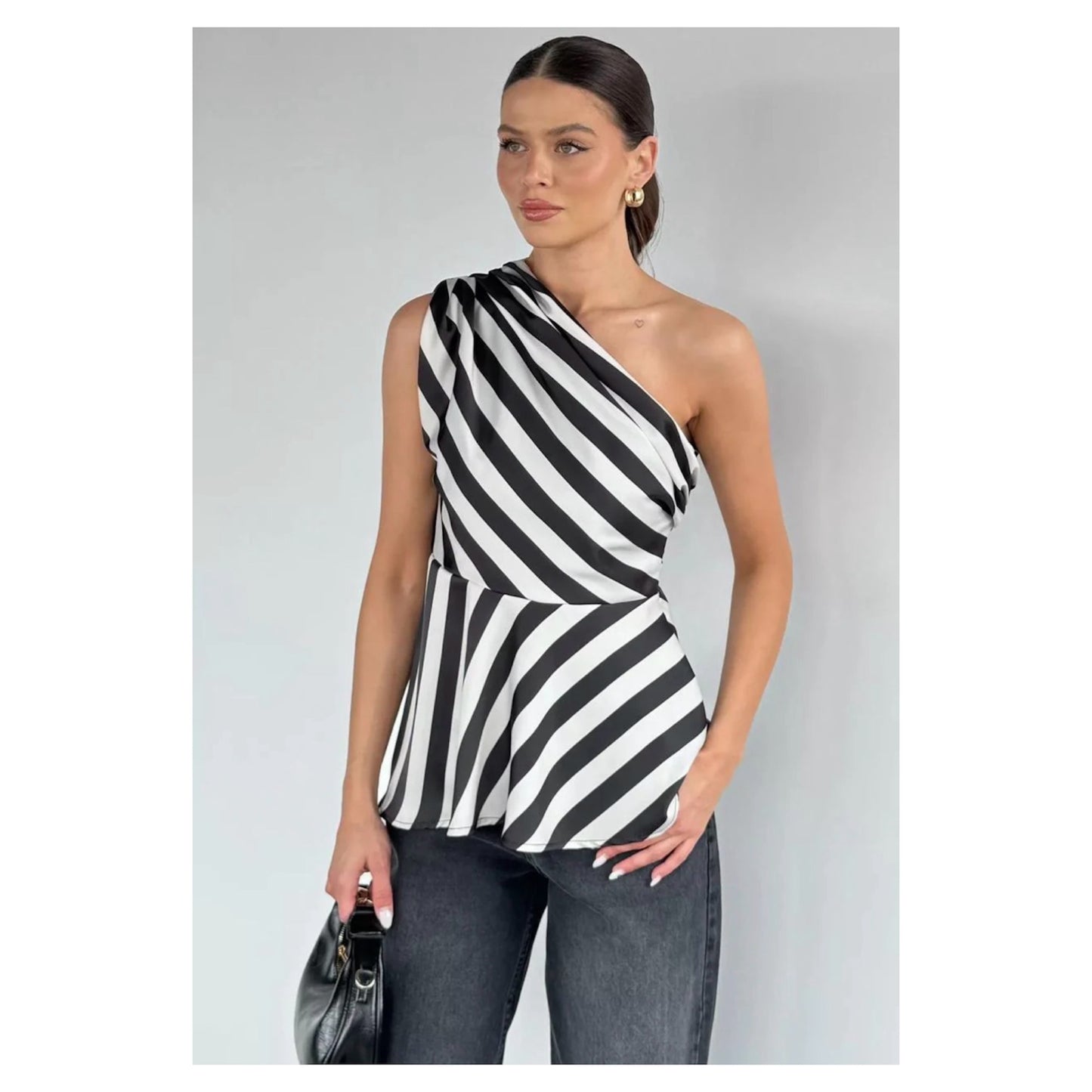 ASYMMETRICAL STRIPED BLOUSE