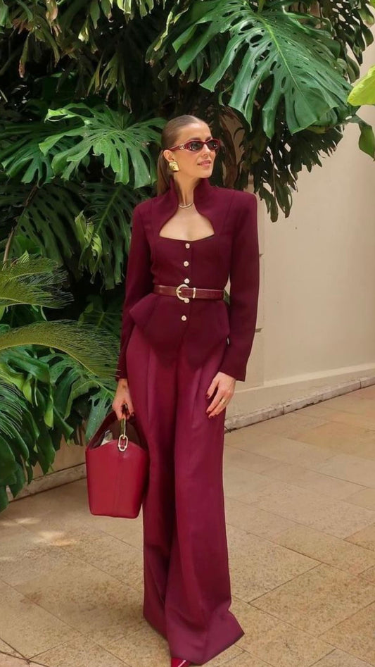 BURGUNDY BLAZER STYLE