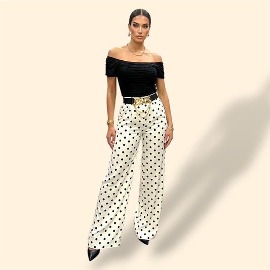 BLACK POLKA-DOT TROUSER