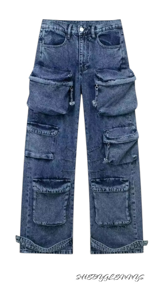JEANS CARGO MAVI