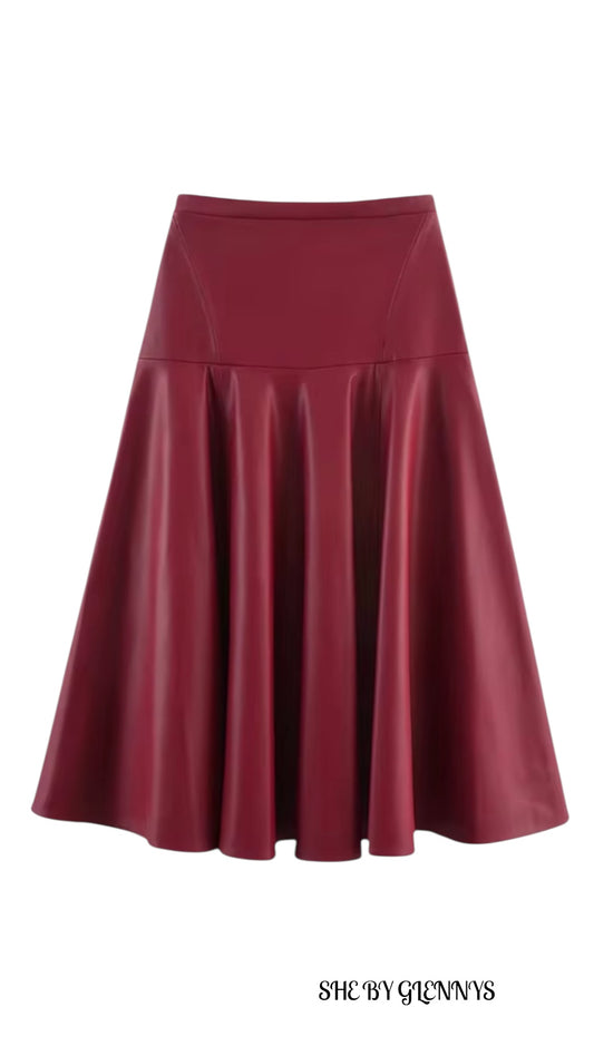 SKIRT LEATHER BURGUNDY