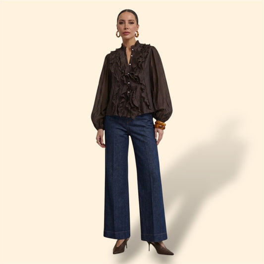 BROW RUFFLED BLOUSE