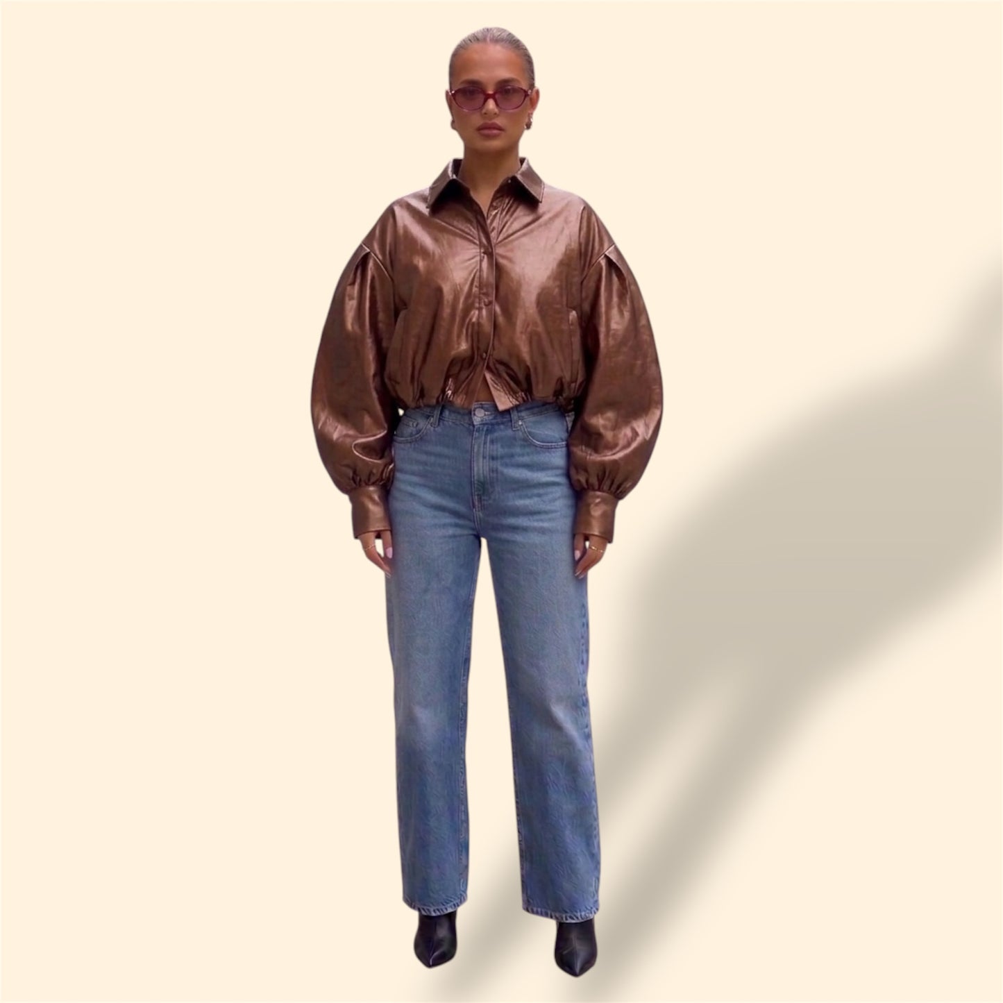 BRONZE LEATHER BLOUSE