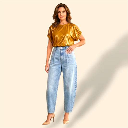 ELEGANT GOLD AND CHAMPAGNE BLOUSE