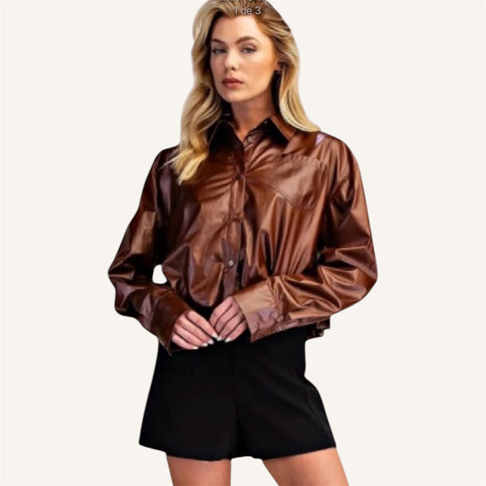 BRONZE LEATHER BLOUSE