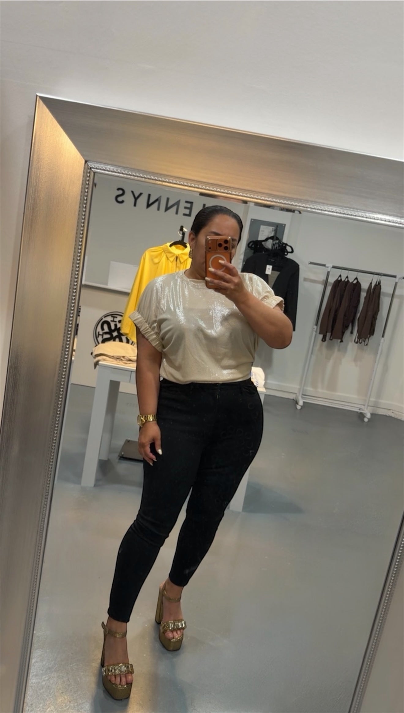 ELEGANT GOLD AND CHAMPAGNE BLOUSE