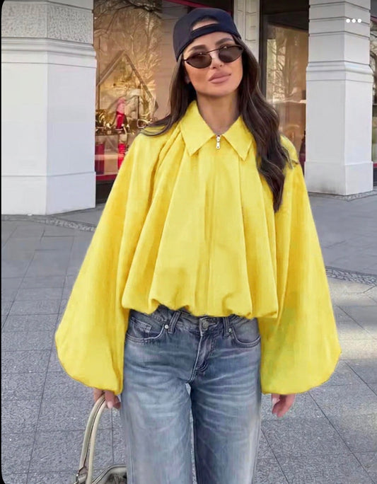 YELLOW PEPLUM BLOUSE