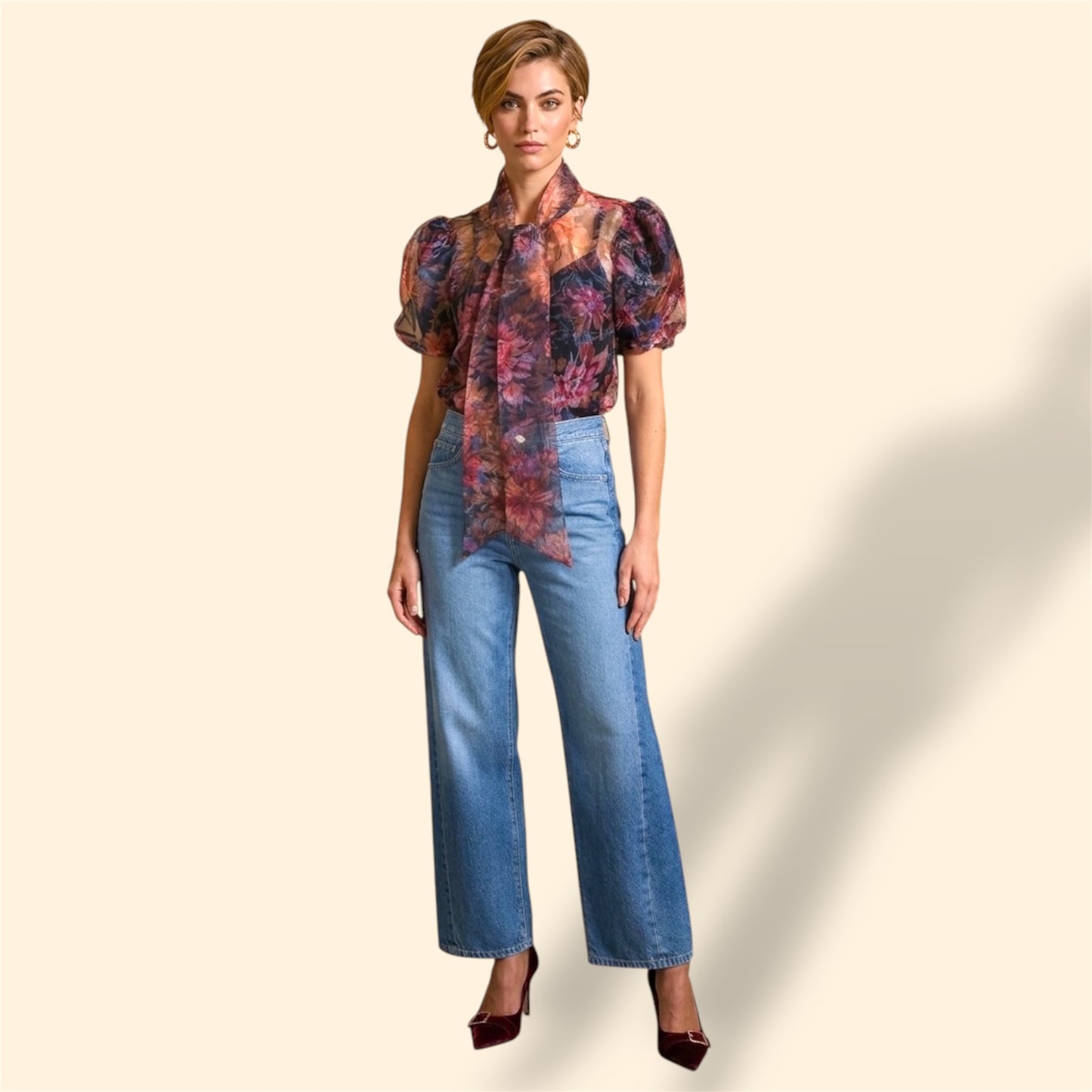 ORGANZA BLOUSE WITH FLOWER