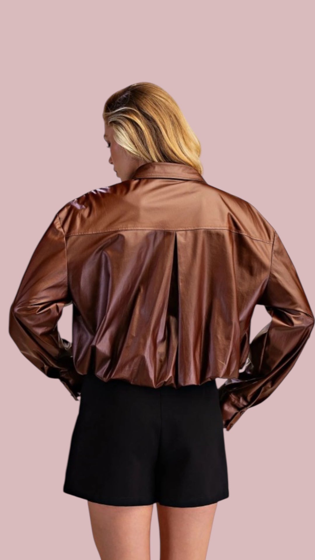 BRONZE LEATHER BLOUSE