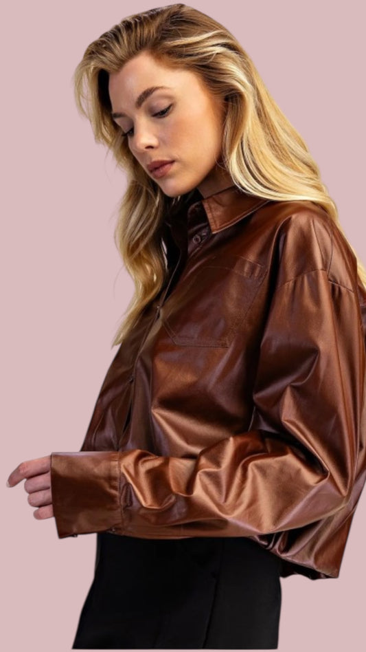 BRONZE LEATHER BLOUSE